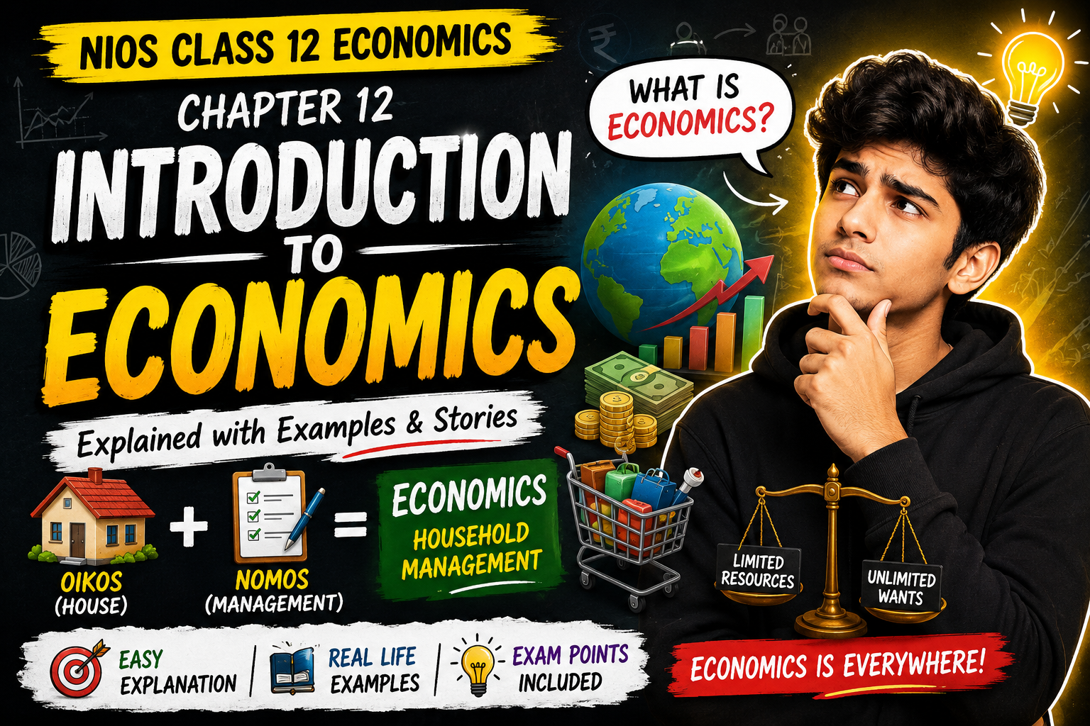 NIOS Class 12 Economics Chapter 12 Introduction to Economics explained in simple language with real-life examples