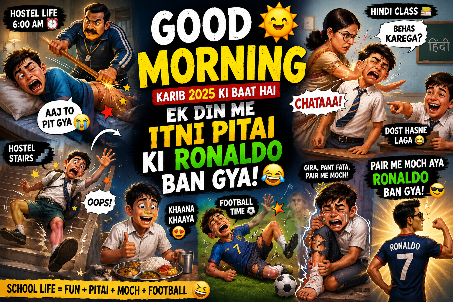 Funny school hostel life story with warden punishment, classroom incident and football mishap